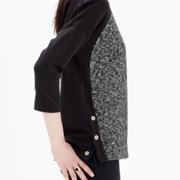 Madewell Womens Wool Blend Raglan Tweed Front Sweater Black Size XS - Picture 13 of 13